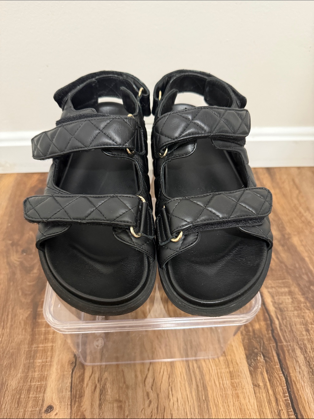 Alohas Womens Black Quilted Hook - Loop Strap Dad Sandals Size 8 (Eu 39)